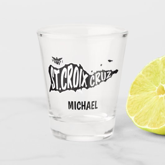St. Croix, Cruz, Jungfrau Schnapsglas (Vorderseite)