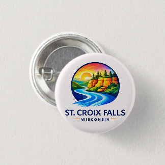 St. Croix Falls Wisconsin Scenic River & Cliffs Button