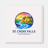 St. Croix Falls Wisconsin Scenic River & Cliffs Magnet (Vorne)