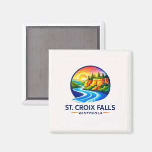 St. Croix Falls Wisconsin Scenic River & Klippen  Magnet