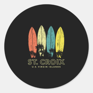 St Croix Retro Surfboards Vintage Jungen Mädchen S Runder Aufkleber