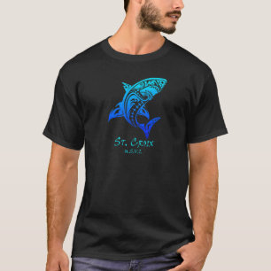 St Croix Usvi Vintag Retro Tribal Hai Urlaub T-Shirt