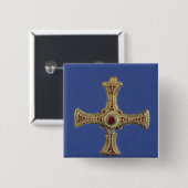 St Cuthbert Kreuz Button (Vorne & Hinten)
