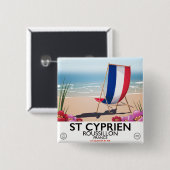 St Cyprien, Roussillon Frankreich Reiseplakat Button (Vorne & Hinten)