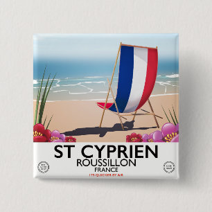 St Cyprien, Roussillon Frankreich Reiseplakat Button