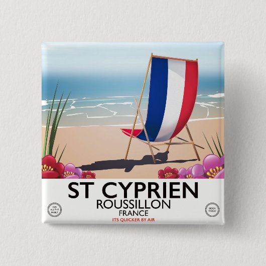 St Cyprien, Roussillon Frankreich Reiseplakat Button (Vorderseite)
