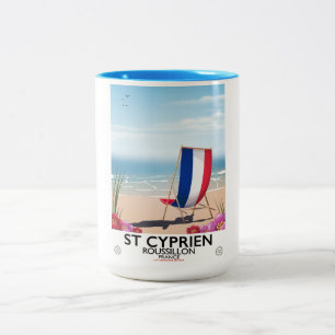 St Cyprien, Roussillon Frankreich Reiseplakat Zweifarbige Tasse