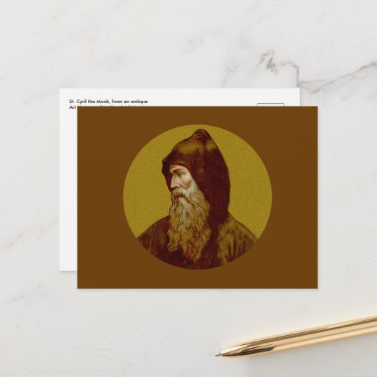 St. Cyril the Monk (M 002) Horizontale Postkarte (Vorderseite/Rückseite Beispiel)