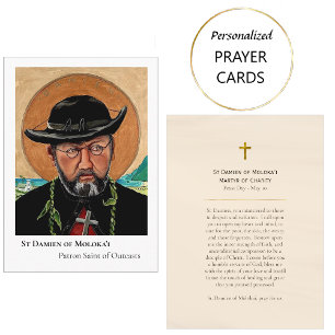 St. Damien von Moloka’i katholische Gebetskarte Platzkarte