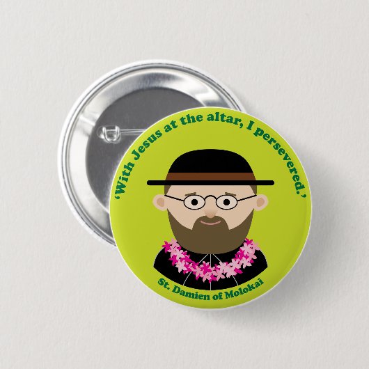 St. Damien von Molokai Button (Vorne & Hinten)