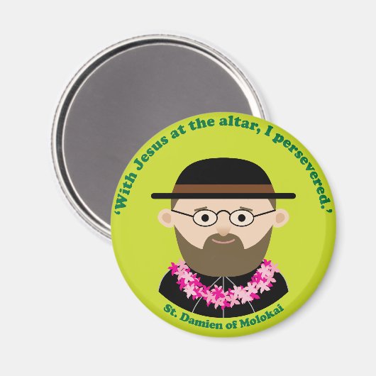 St. Damien von Molokai Magnet (Vorderseite/Rückseite)