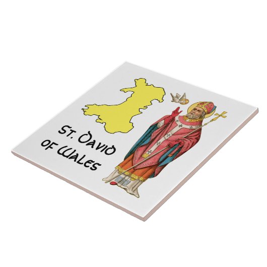 St. David of Wales (P 001) mit Kontur Karte Fliese (Seite)