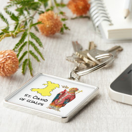 St. David of Wales (P 001) mit Kontur Karte Schlüsselanhänger