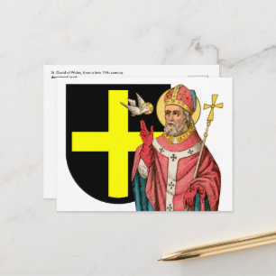 St. David von Wales (P 001) und sein Schild Postka Postkarte