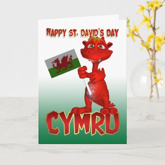 St. David's Day Card - Welsh Dragon Welsh Flag Karte (Gelbe Blume)