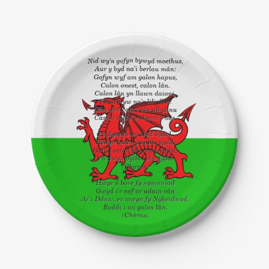 St Davids Day Christmas Calon Lân 7" Pappteller (Vorderseite)