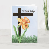 St Davids Day Daffodil Over Cross Karte (Vorderseite)