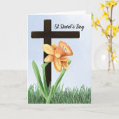 St Davids Day Daffodil Over Cross Karte (Gelbe Blume)