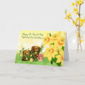 St. David's Day Gruß mit Wald Pflanze und Da Karte (Gelbe Blume)