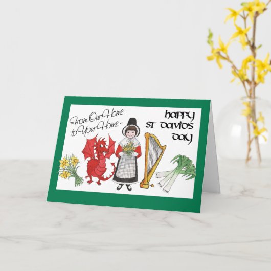 St. David's Day Grußkarte: Unsere Zuhause zu Ihnen Karte (Gelbe Blume)