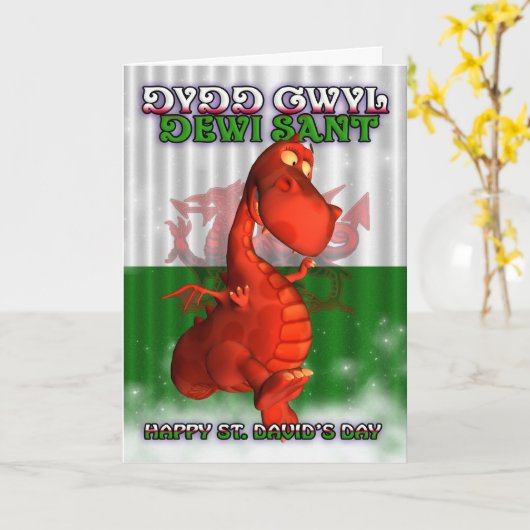 St. David's Day, Welsh Card, Dydd Gwyl Dewi Sant Karte (Gelbe Blume)