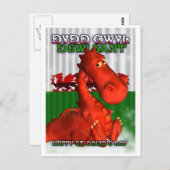 St. David's Day, Welsh Card, Dydd Gwyl Dewi Sant Postkarte (Vorne/Hinten)