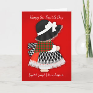 St. David's Day Welsh Doll, Grußkarte Karte