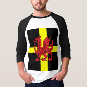 St Davids Kreuz und walisischer Drache Heraldik-De T-Shirt