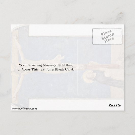 St.Dominic am Kreuz Christi von Fra Angelico Postkarte (Rückseite)