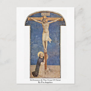 St.Dominic am Kreuz Christi von Fra Angelico Postkarte