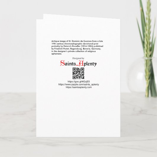 St Dominic de Guzman (PM 02) Blank Greeting Karte (Rückseite)