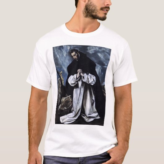 St Dominic im Gebet T-Shirt (Vorderseite)