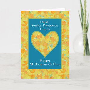 St Dwynwen's Day Daffodils Herz, Walisischer Gruß Karte