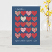 St Dwynwen's Day Red Hearts Card Welsh Gruß Karte (Gelbe Blume)