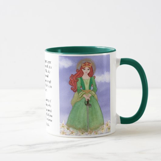 St. Dymphna Wasserfarbe Gebetstee Kaffee Tasse (Rechts)