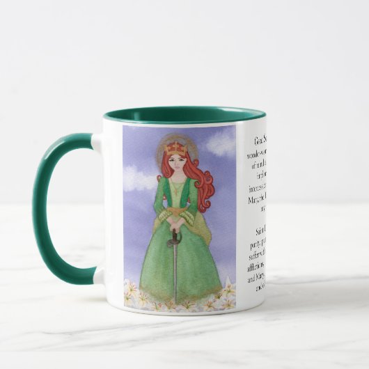 St. Dymphna Wasserfarbe Gebetstee Kaffee Tasse (Links)