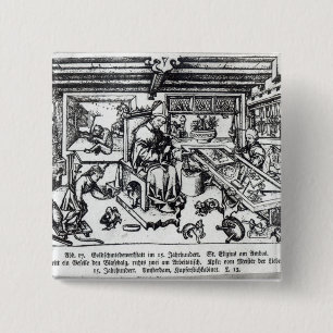 St. Eligius als Goldschmied in seiner Werkstatt Button