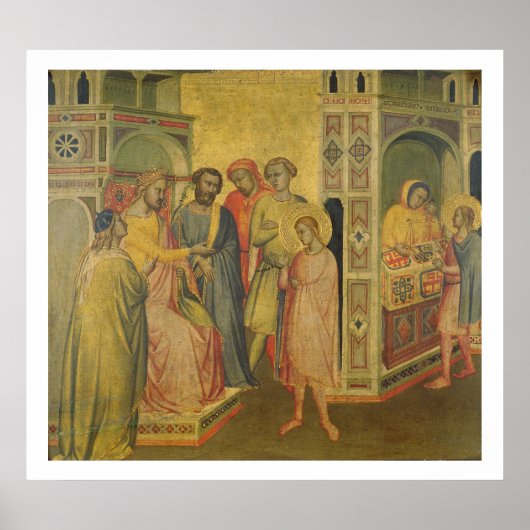 St. Eligius before King Clothar, c.1365 (oil on pa Poster (Vorne)