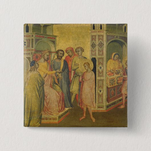 St. Eligius vor König Clothar, c.1365 (Öl auf PA Button (Vorderseite)