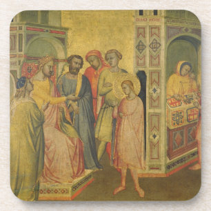 St. Eligius vor König Clothar, c.1365 (Öl auf PA Getränkeuntersetzer