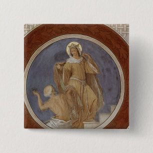 St. Elisabeth, der einem Bettler ihren Mantel gibt Button
