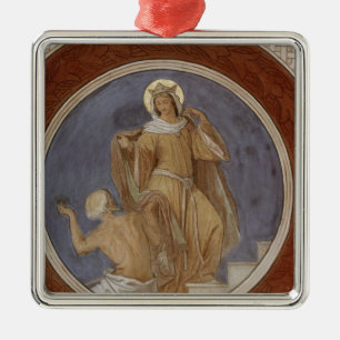 St. Elisabeth, der einem Bettler ihren Mantel gibt Ornament Aus Metall