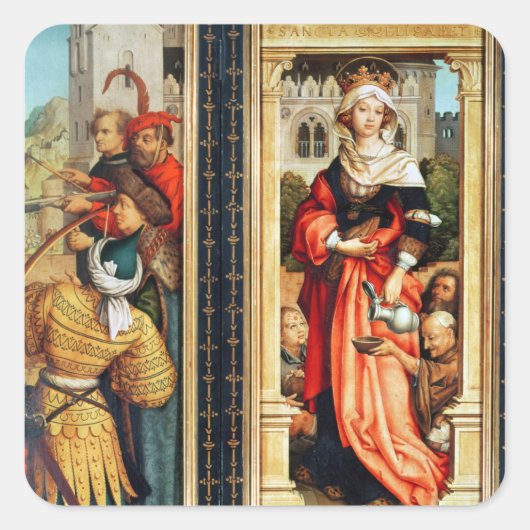 St. Elisabeth von Ungarn Quadratischer Aufkleber (Vorderseite)