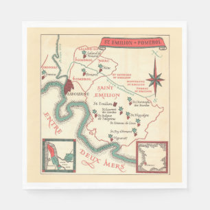 St. Emilion Bordeaux Wein Karte Serviette