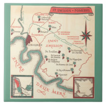 St. Emilion Bordeaux Wine Map  Ceramic Tile