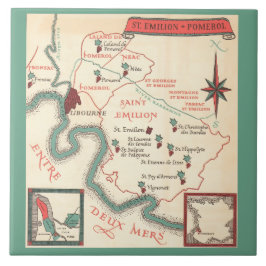 St. Emilion Bordeaux Wine Map Ceramic Tile Fliese