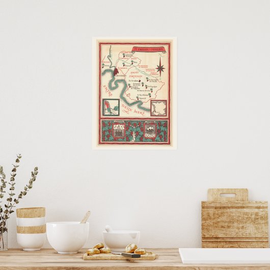 St. Emilion Bordeaux Wine Map Print Poster (Küche)