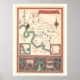 St. Emilion Bordeaux Wine Map Print Poster
