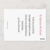 St. Ephraim die syrische Gebetskarte Postkarte (Rückseite)