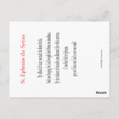 St. Ephraim die syrische Gebetskarte Postkarte (Rückseite)